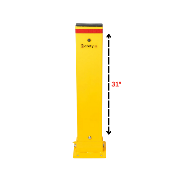 Yellow Base Plated Fold Down Parking Bollard