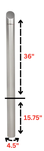 Stainless Steel In Ground Padlock Removable Safety Bollard
