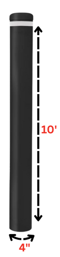 Black Schedule 40 Flat Cap In Ground Fixed Safety Bollard