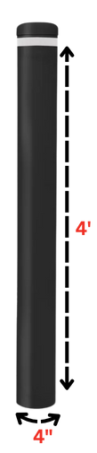 Black Schedule 40 Flat Cap In Ground Fixed Safety Bollard