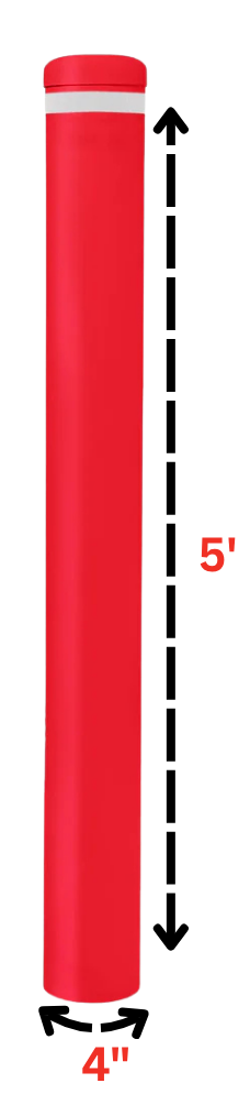 Red Schedule 40 Flat Cap In Ground Fixed Safety Bollard