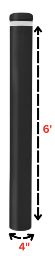 Black Schedule 40 Flat Cap In Ground Fixed Safety Bollard