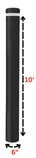 Black Schedule 40 Flat Cap In Ground Fixed Safety Bollard