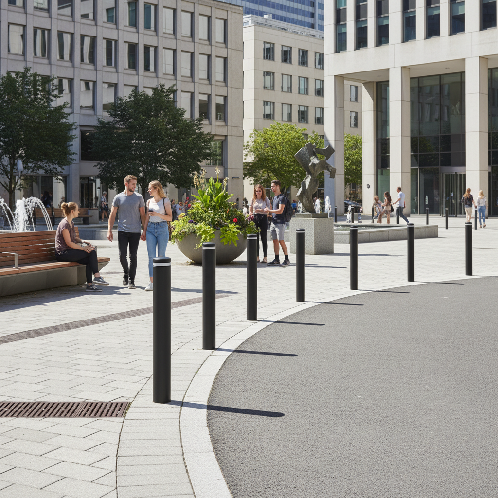 fortmax Black bollards on the street