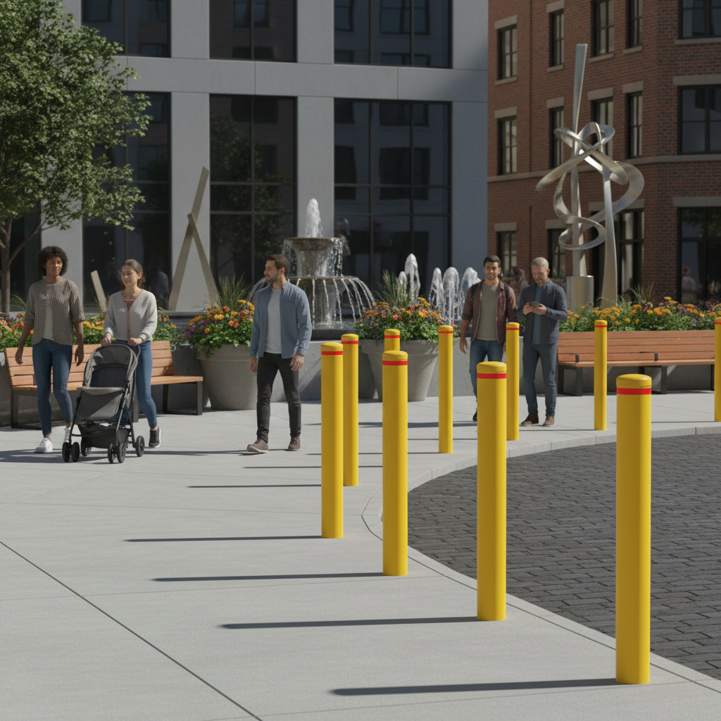 Yellow In Ground Fixed Bollard